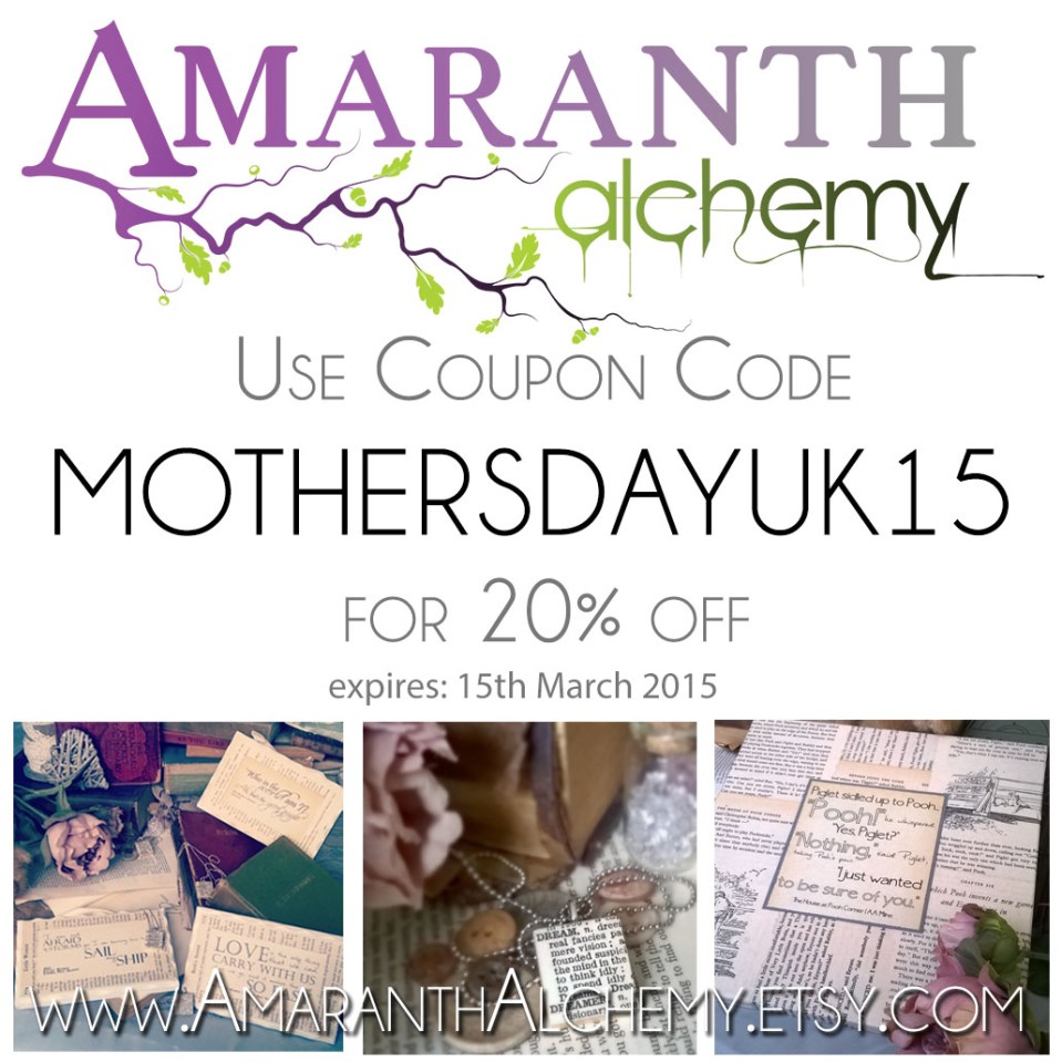 Amaranth Alchemy, UK Mothers day, sale, book page art,