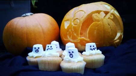 Pumpkins and ghost cakes © Lisa Shambrook