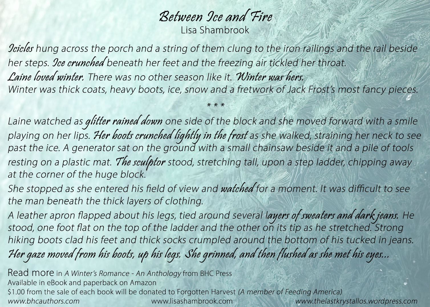 Between Ice and Fire - A Winter's Romance Anthology Snippet - Lisa Shambrook - BHC Press