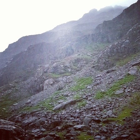 the scree and sides of Cader Idris mountain