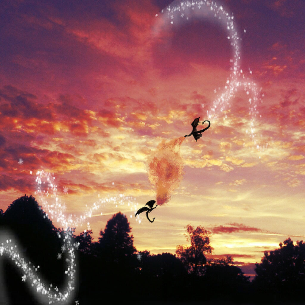 Autumn Dragons in a sparkling sky by Lisa Shambrook