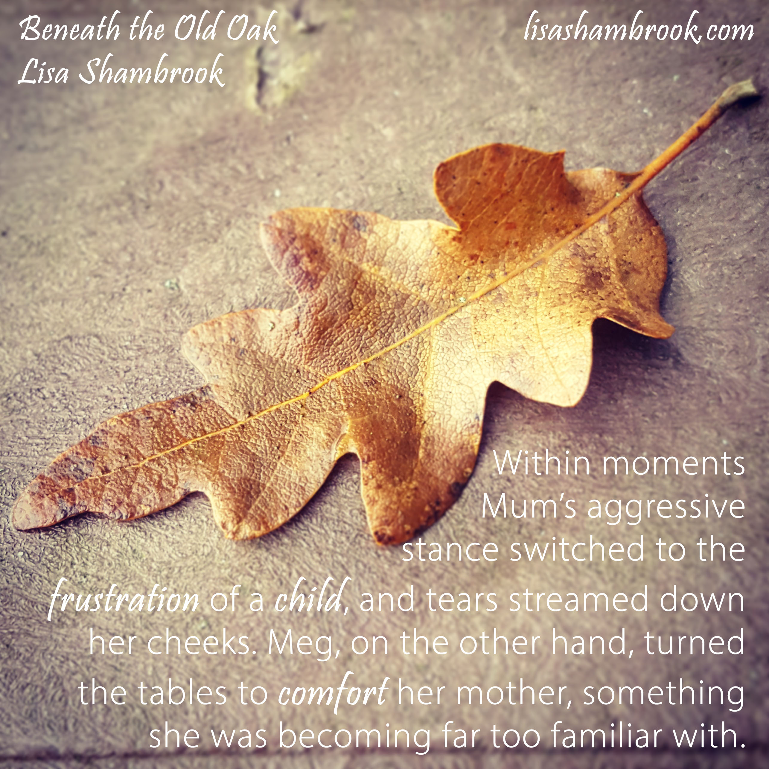 Meg turned the tables to comfort her mother, something she was becoming far too familiar with. - Beneath the Old Oak - Lisa Shambrook