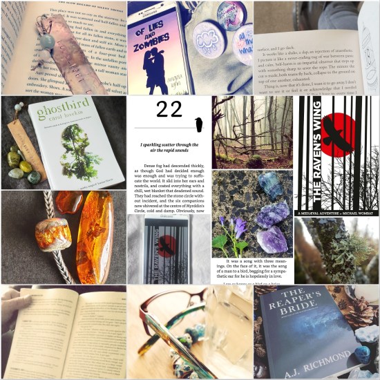 Books I've read and reviewed: The Slow Regard of Silent Things by Patrick Rothfuss, Of Lies and Zombies by Angela Lynn, Under Rose-Tainted Skies by Louise Gornall, Ghostbird by Carol Lovekin, The Raven's Wing by Michael Wombat, Dead Sea Games by J Whitworth Hazzard, The Reaper's Bride by A J Richmond