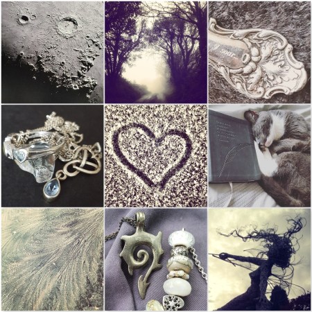 Silver photos: the moon, fog, silver spoon, silver topaz jewellery, frost heart, grey cat, frost, dragon tail necklace, silver fairy, for the last krystallos blog